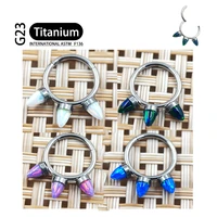 titanium g23 opal nose hoop nose ring earrings stud punk style body piercing jewelry lip cartilage tragus helix ear piercing