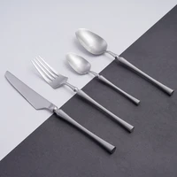 silver household cutlery set kitchen dinnerware stainless steel creative fork knife spoon flatware high quality kitchen utensils