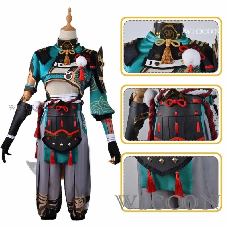 Костюм для косплея Genshin Impact Gorou брюки с лисьим хвостом и ушками костюм на Хэллоуин