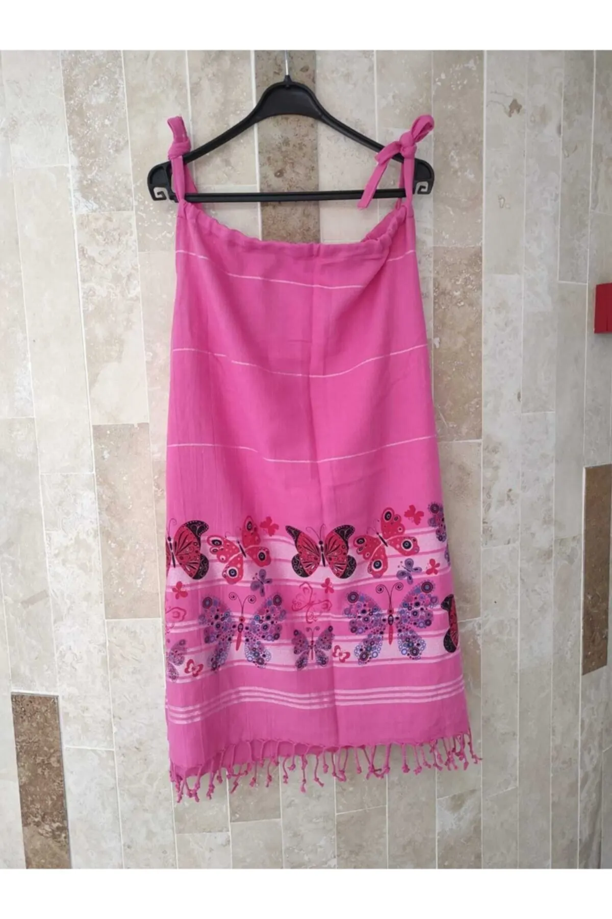 

Женское парео розового цвета с узором бабочки на бретелях Peshtemal пляжное платье Купальник накидка платье пикантная туника костюм пляжная од...