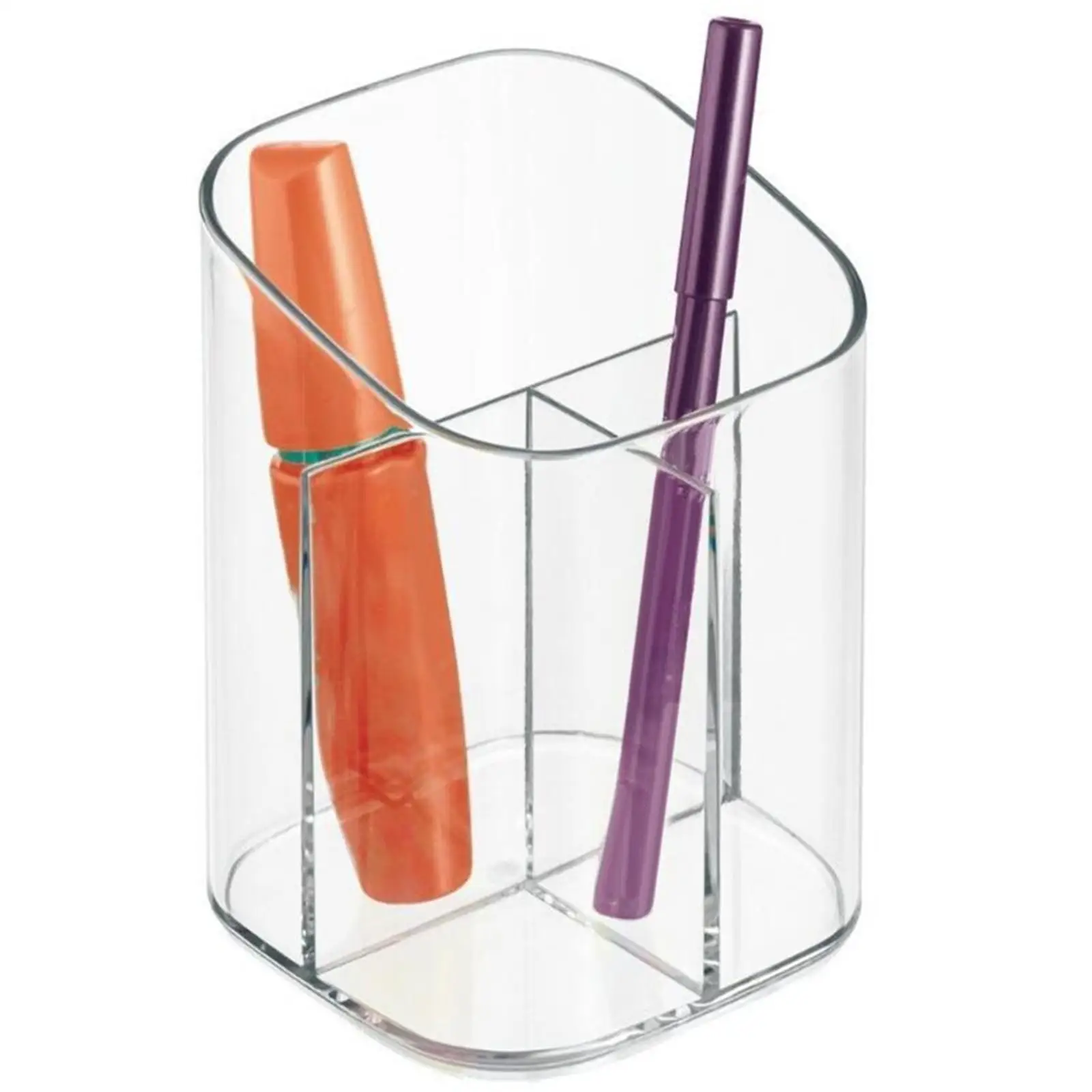 

Transparent Divided Desk Organizer Holder, for Modern 3.23x3.23x4.53inch