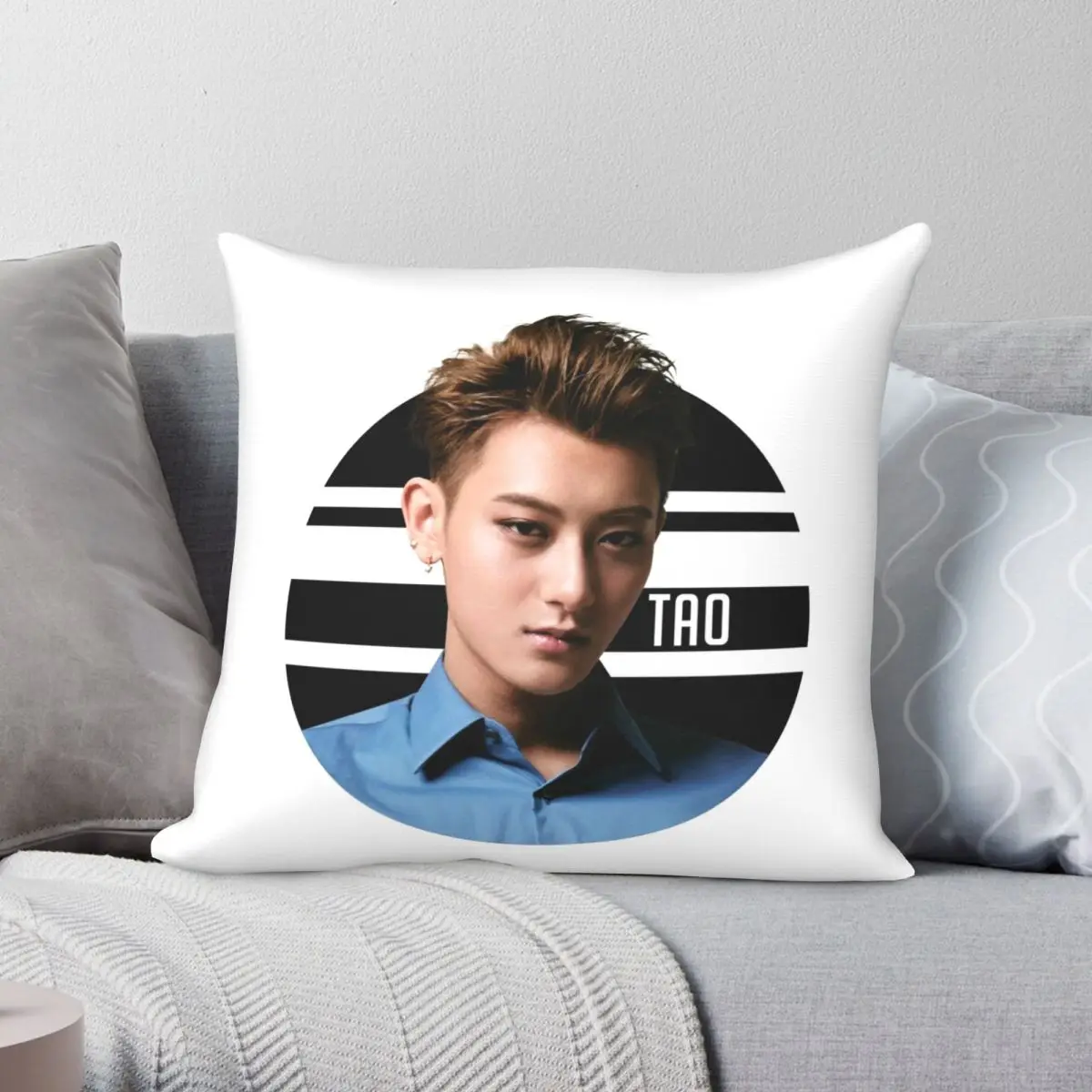 

Circle Tao Square Pillowcase Polyester Linen Velvet Printed Zip Decor Sofa Cushion Case 45x45