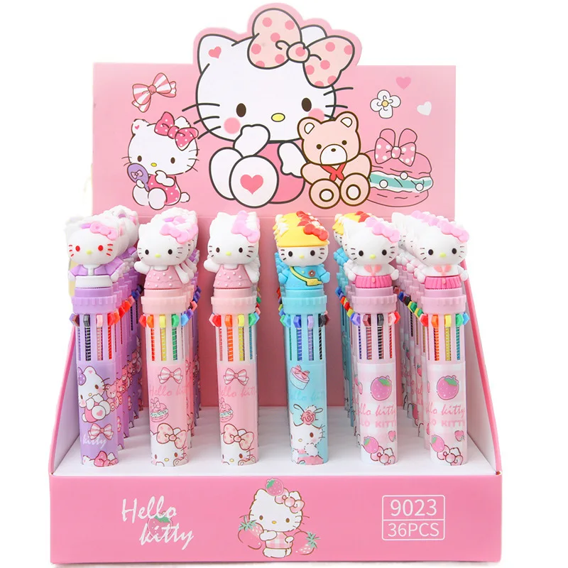 

Sanrio 18/36 шт. 10 Цветов шариковая ручка Hello Kitty новые милые Мультяшные ручки для письма канцелярские принадлежности для школы Студенческие ручки