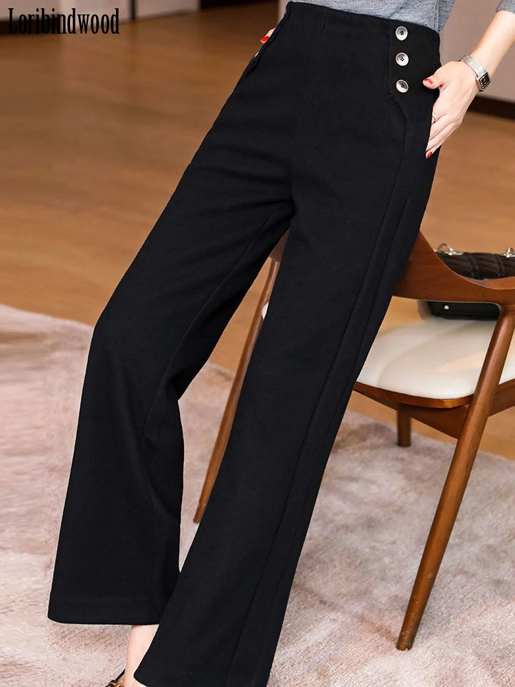 Loribindwood New Pants for Women Korean Edition Design Sense Casual Pants Straight Leg Pants Look Slim Wide Leg Pants trousers