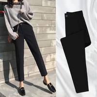 pant women fashion side pockets straight pants office wear vintage high waist zipper fly female trousers mujer alt clothes