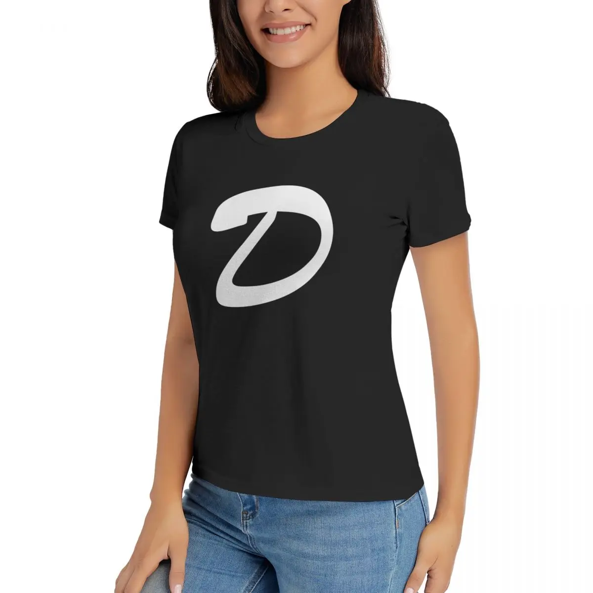 Женская хлопковая футболка с коротким рукавом и круглым вырезом