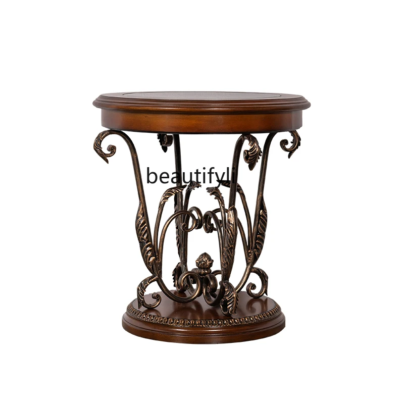 

American Sofa Side Table European Style Conference Table Painted Corner Table Metal Retro Small Coffee Table