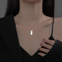 real 925 sterling silver geometric oval shell pendant necklaces elegant chain necklace luxury bijoux collar gifts for women