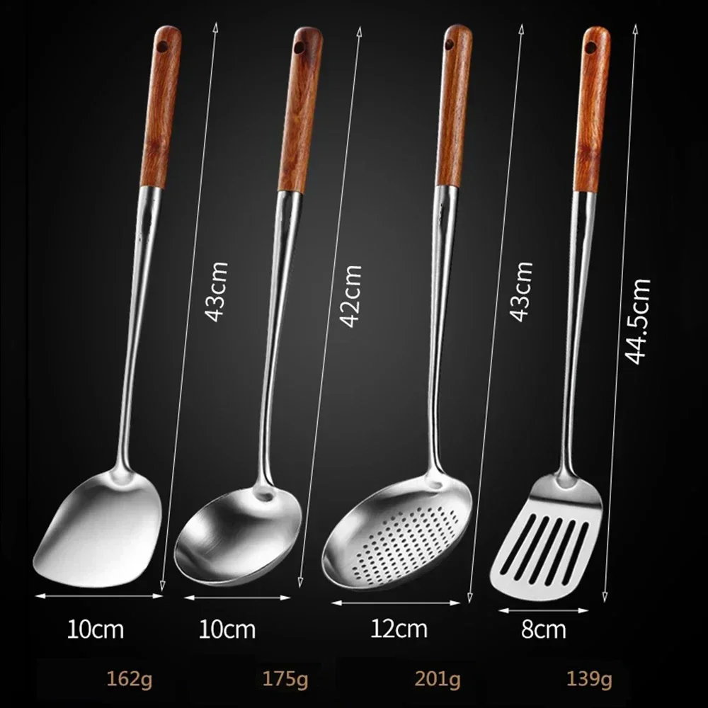 Фото Lange Steel Rvs Wok Spatel Кухонное оборудование Кухонная утварь Keuken Sleuven Rijst Lepel Kookgerei Gebruiks Vaiwerp Set Turner №2