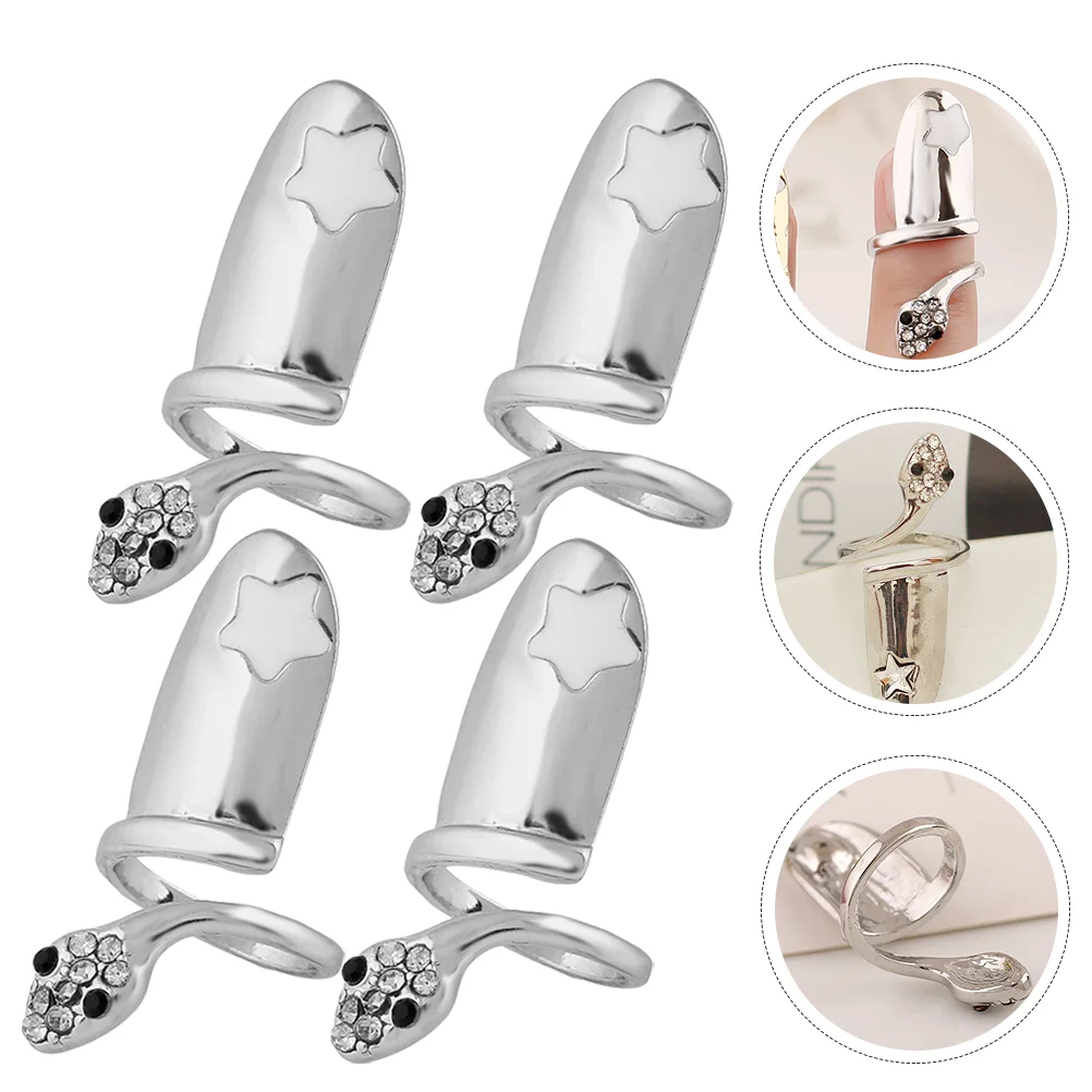 

4 Pcs Nail Decorations Ring Snake Rings European American Women Finger Jewelry Miss
