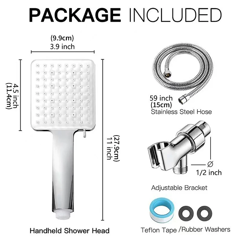 

High Pressure Handheld Showerhead With Hose Adjustable Stand Removable Sprinkler Shower Turbine Water Filter Shower Head