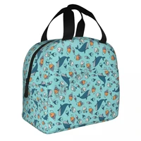 many different fish and a whale swimming underwater insulated lunch bags print food case cooler warm bento box lunch box