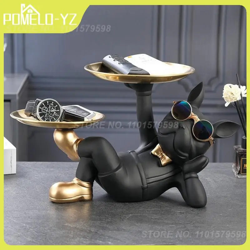 

Скульптура, подарок, украшения для домашнего декора, многоцелевой метод, веселая собака, украшение с лотком для хранения