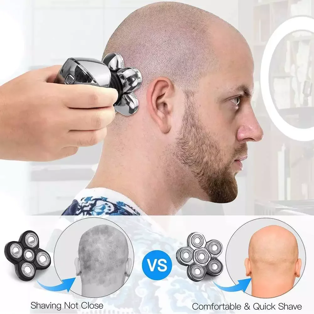 

NEW2023 6 Blades Digital Display Rechargeable Shaver Men Hair Beard Trimmer Wet Dry Men Face Shaving Machine
