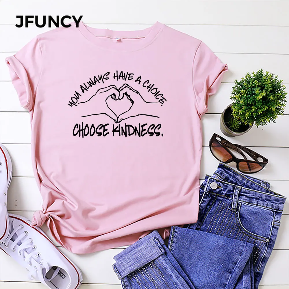 JFUNCY Oversize Women's Tops 100% Cotton Women Loose T Shirt Woman Tee Shirts Female Summer T-shirt Short Sleeve Lady Tshirt