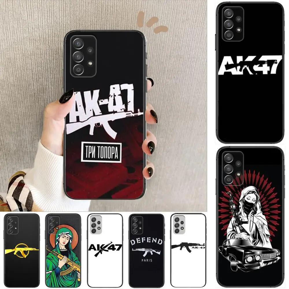 

AK47 Gun Phone Case Hull For Samsung Galaxy A70 A50 A51 A71 A52 A40 A30 A31 A90 A20E 5G a20s Black Shell Art Cell Cove