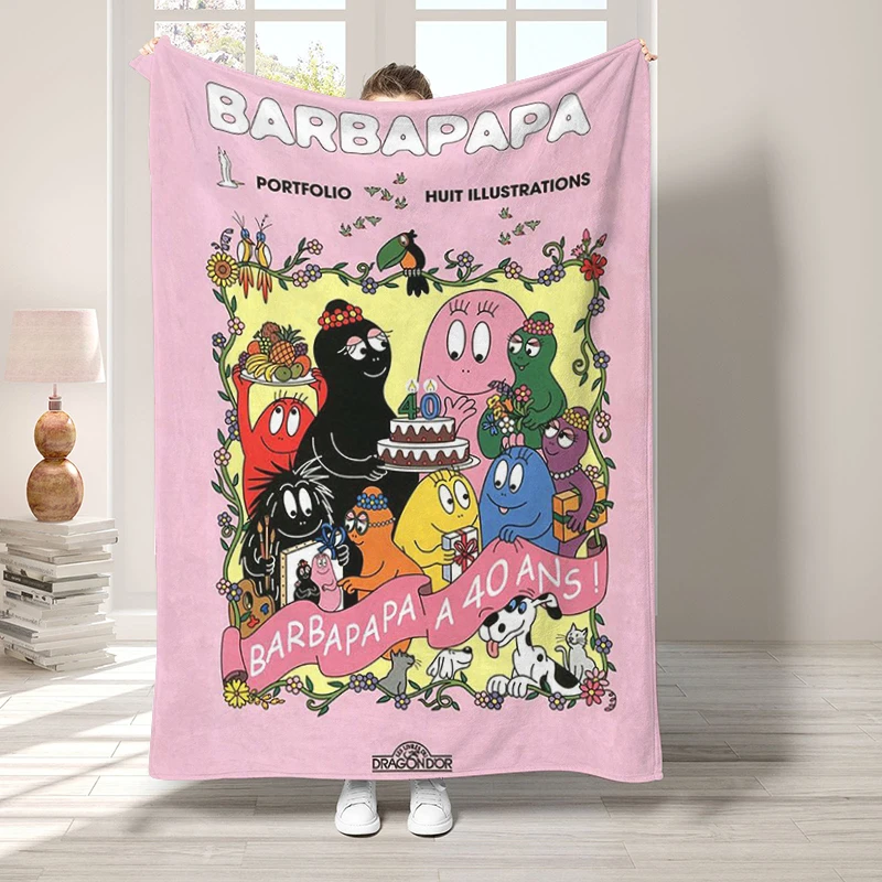 

Les Barbapapa Sofa Blanket Fluffy Soft Blankets and Throws Bedspread on the Bed Summer Comforter Anime Bedspreads Throw & Double