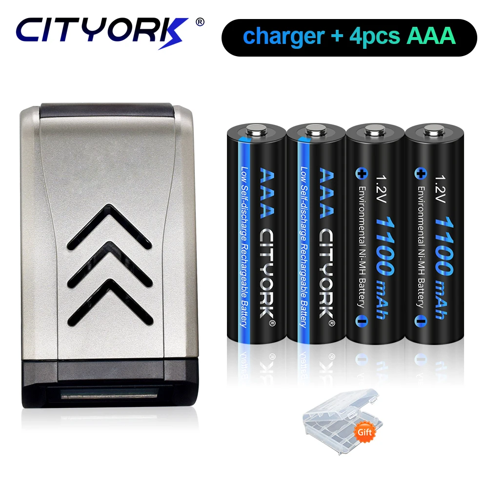 CITYORK 1.2V AAA Rechargeable Battery 1100mAh NI-MH Pre-Charged AAA Batteries For Toys Mouse, aaa battery
