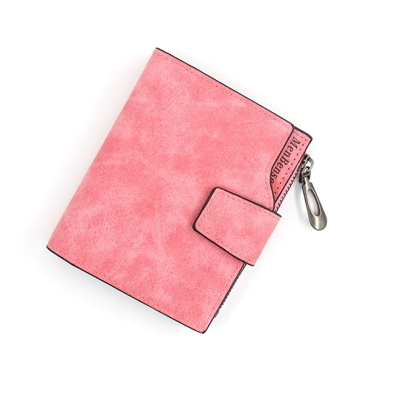 

New Women's Wallet Short Zipper Buckle Frosted Texture Card Holder Large Capacity Multi Card Slot Small Coin Purse Leather Clip