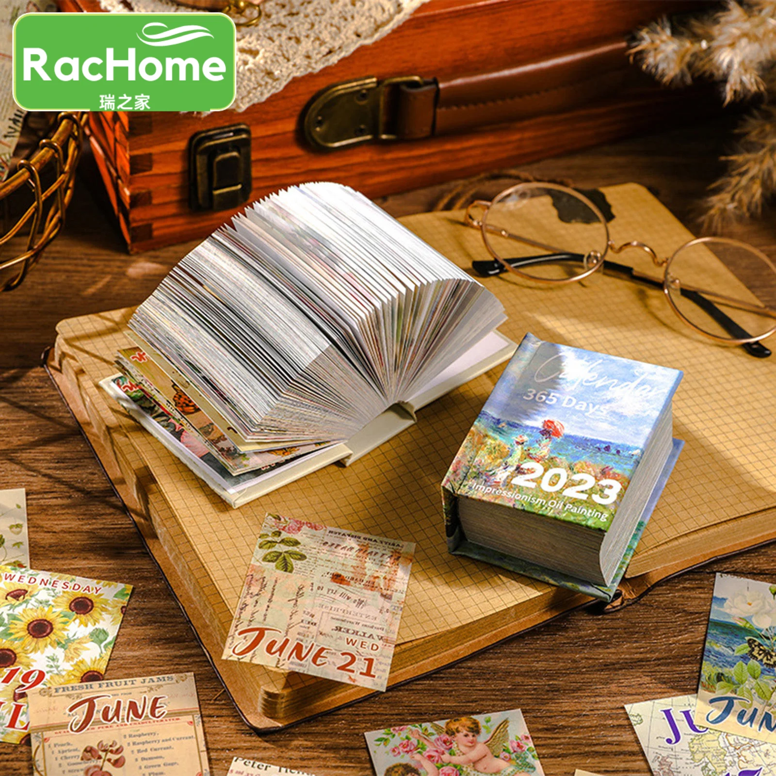 Мини-календарь на 365 дней декоративный ретро-фон винтажная картина маслом 2023 день