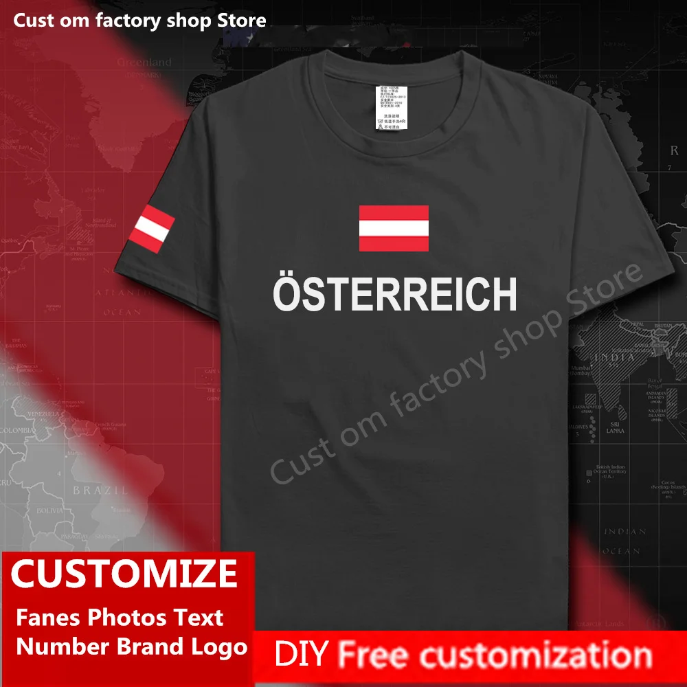 

Austria Country Flag ​T shirt Custom Jersey Fans Name Number Brand LOGO Cotton T-shirts Men Women Loose Casual Sports T-shirt