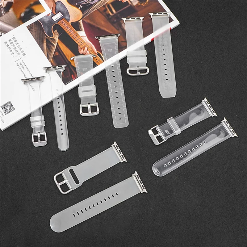 

Transparent Silicone strap for Apple watch band 45mm 40mm correa 44mm 38mm smart bracelet iwatch series 7 6 5 4 3 2 SE 41MM 42MM