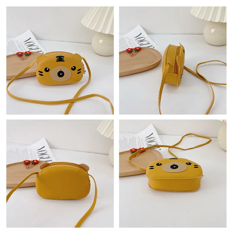 New Cartoon Animal PU Leather Children Small Crossbody Bag Cute Kids One Shoulder Bag Fashion Boy Girl Messenger Bag Sweet Purse