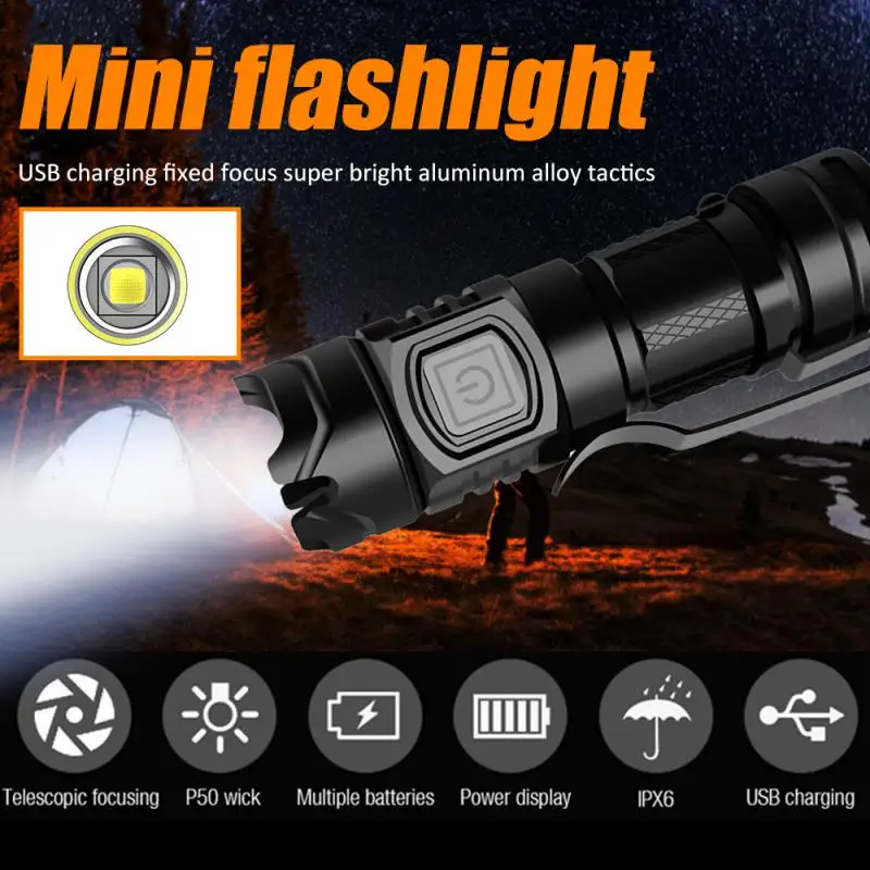 

Strong Light Flashlight Usb Fixed Focus Flashlight Rechargeable Mini Glare Flashlight Bicycle Headlights Lighting Flashlight