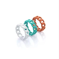 candy color cuban chain ring retro design niche paint multicolor couple trend hip hop ring ins fashion jewelry accessories