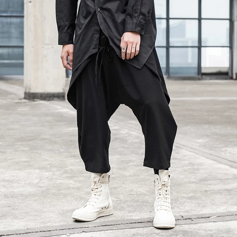 

Men's Casual Pants Japanese Style Dark Hair Stylist Original Design Trend Brand Summer Seven Point Wide Leg Pants