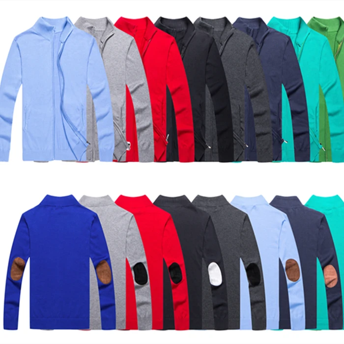 

Мужской трикотажный свитер с воротником-стойкой, на молнии