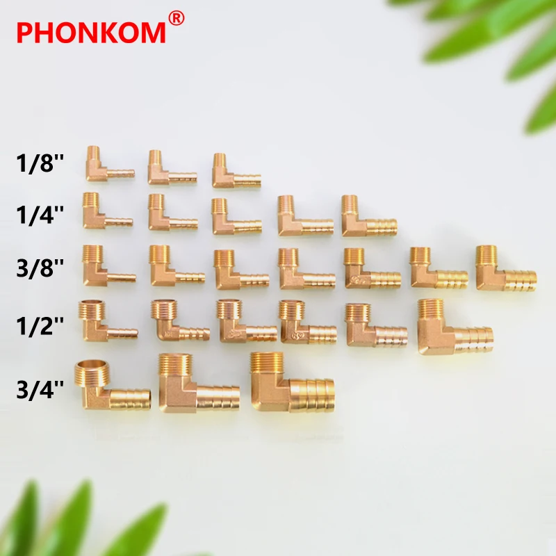 

PHONKOM Brass Pagoda Connector Elbow 6mm-25mm Hose Barb Male Thread 1/8"-3/4" BSP DN6-DN20 Copper Pipe Fittings Oil Gas Water