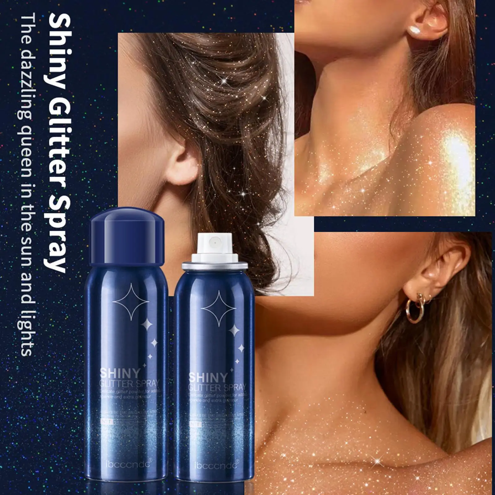 

New Hair Body Glitter Spray Sparkly Shimmery Glow Face Highlighter Long Lasting Holographic Powder Sprays For Party Date 60ml