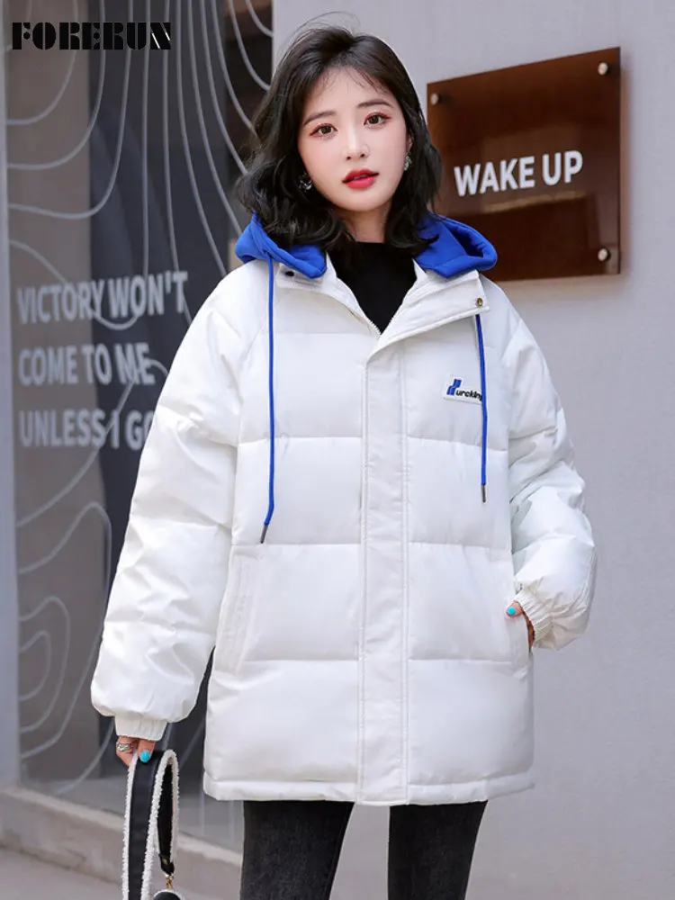 

FORERUN/куртка-пуховик с капюшоном, женская зимняя куртка-пуховик большого размера, тренд 2022, модные теплые парки со съемной подкладкой, распродажа-15 градусов по Цельсию
