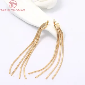 (3749)4 шт, длина 65 мм, отверстие 1,5 мм, позолоченные латунные линии для сережек с 24-каратным золотом, аксессуары для рукоделия