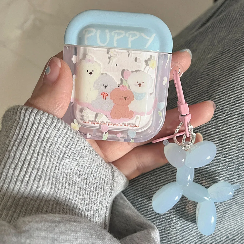 Lovely Puppy Dogs Cartoon Keyring Soft Charging Box Earphone