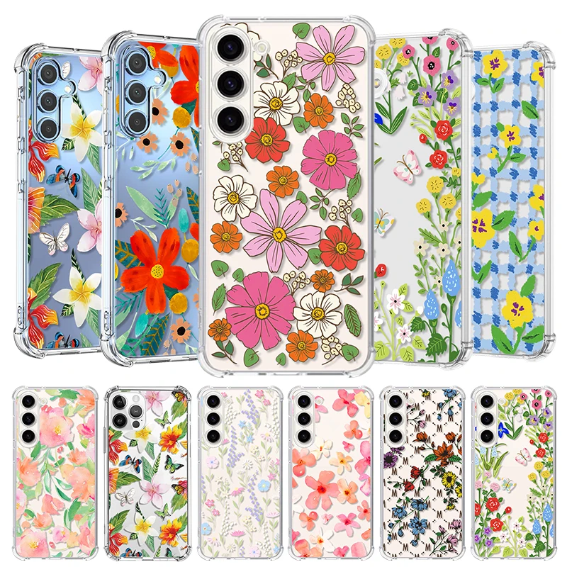 Разноцветные цветы для Redmi NOTE 10 11 S 12 PRO Plus 13Pro 6 7 8 9 Promax 4G искусственная кожа мягкая