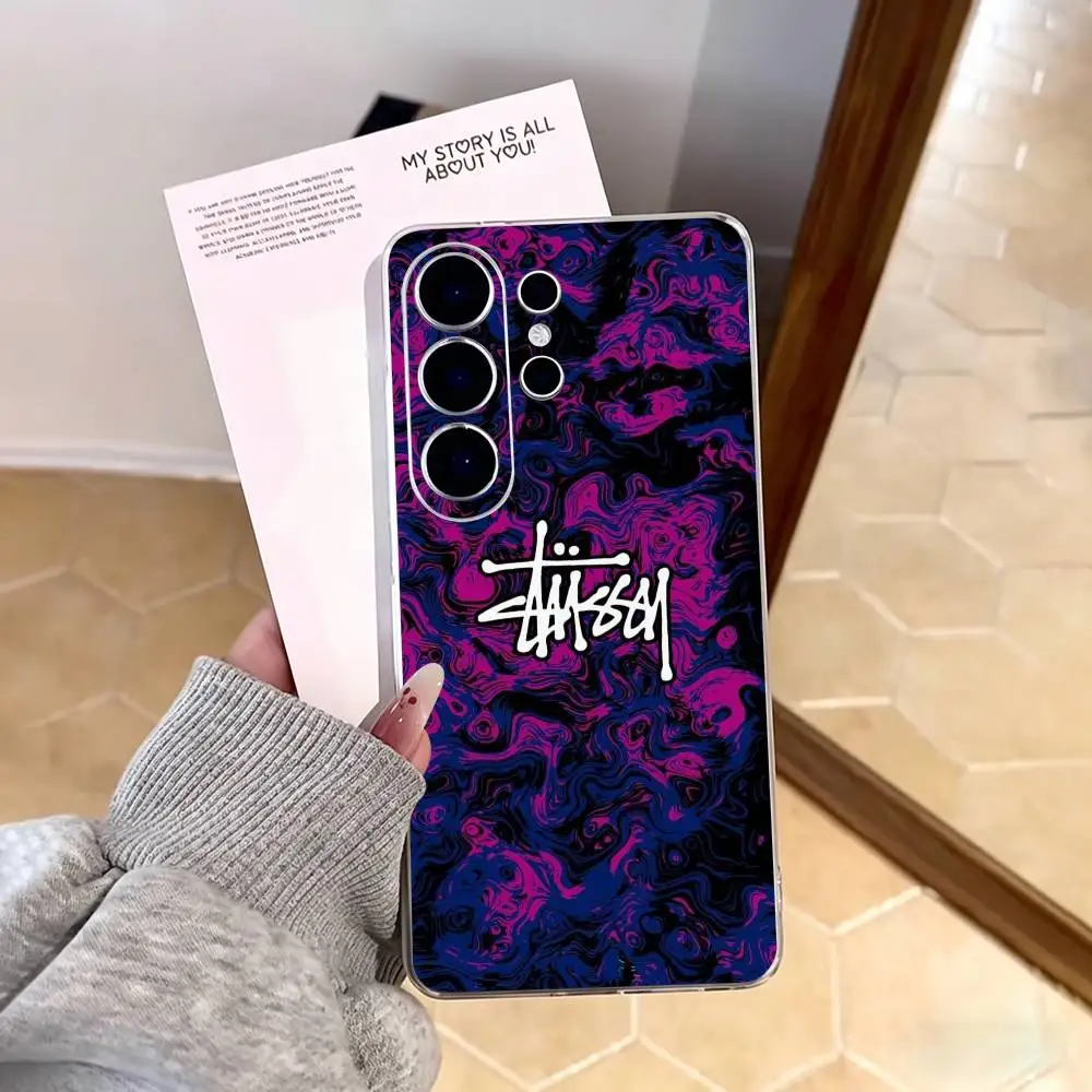 Фото Чехол для телефона S-stussyes-S для Samsung S25, S24, S21, S22, S23, S30, Ultra, S20, Plus, FE, прозрачный №5