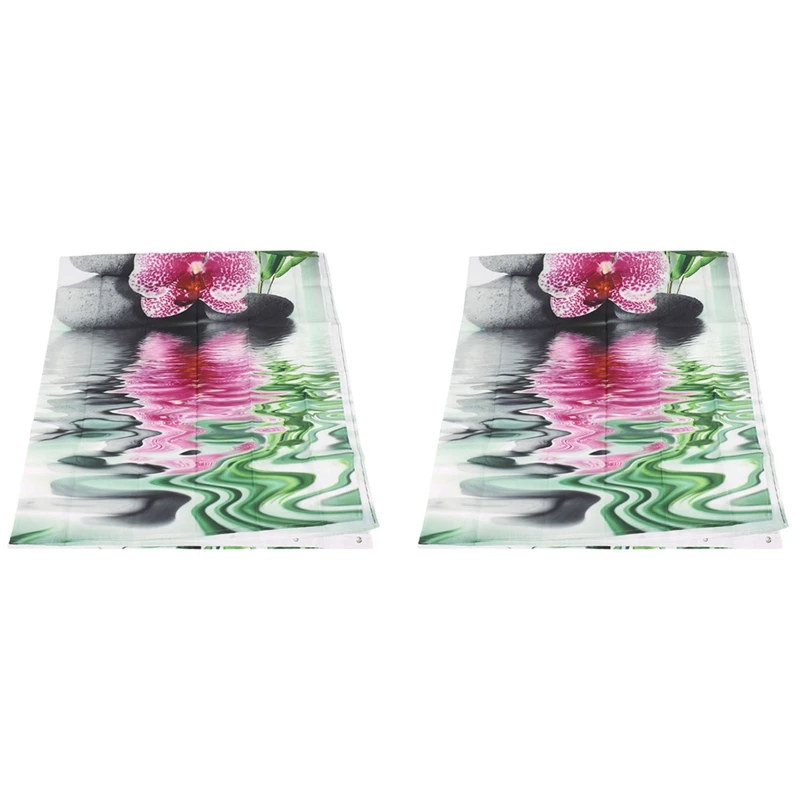 

New 2X India Spa Zen Buddha Water Yoga Shower Curtain Polyester Fabric 1.8X1.8Cm