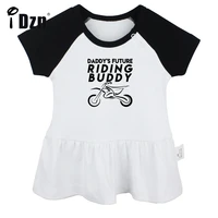 idzn summer new daddys future motocross riding buddy baby girl cute short sleeve dress infant pleated dress soft cotton dresses