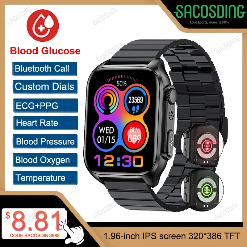 

Умные часы ECG + PPG, мужские часы с Bluetooth, пульсометр, кровяное давление, кислород, сахар в крови, мониторинг здоровья, умные часы для мужчин