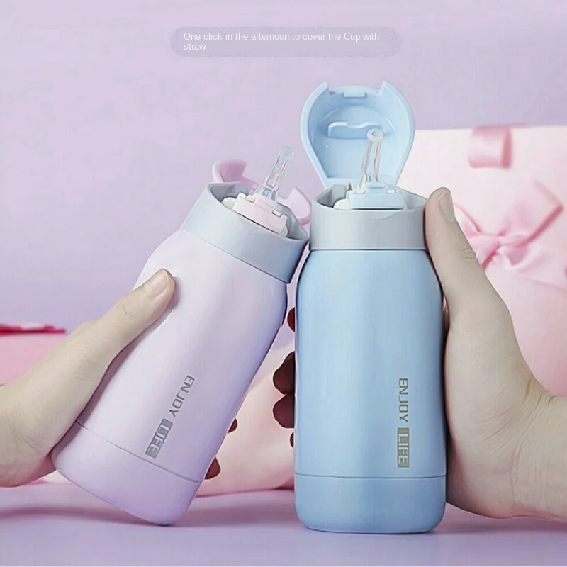 

Children Straw Thermos Male Female Kids Student Water Bottle Like Korean Version of Mini Cute Water Bottle