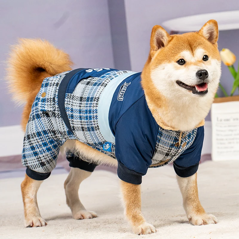 

Sport Dog Clothes Autumn Winter One-piece Four-legged Apparel Shiba Inu Teddy Schnauzer Warm Coat Designer Small Pet Suit Supply