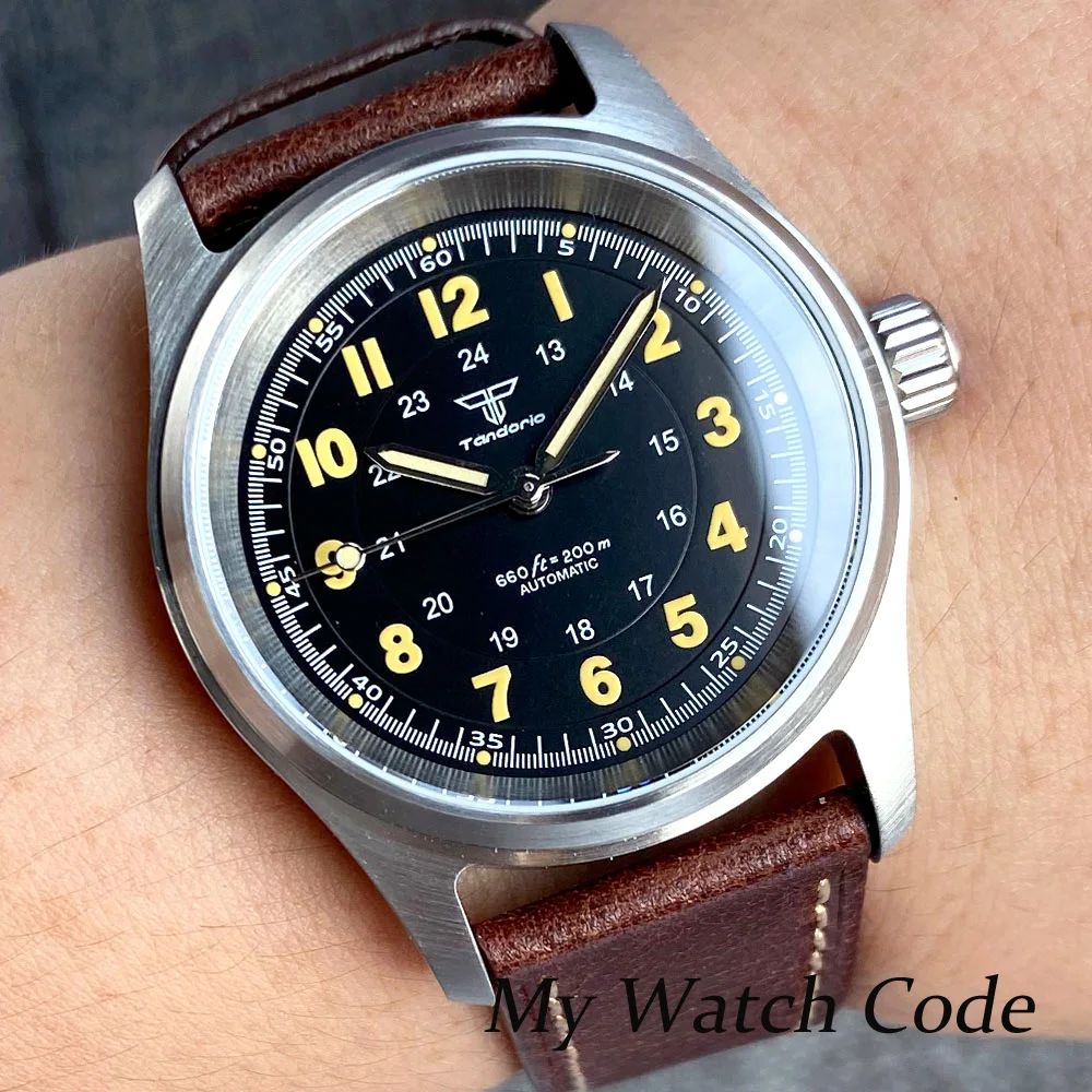 NH35A Pilot Watch for Men Lady 36mm Automatic Wrist Clock Waterproof Flat Sapphire Red Second Hand Vintage watch enlarge