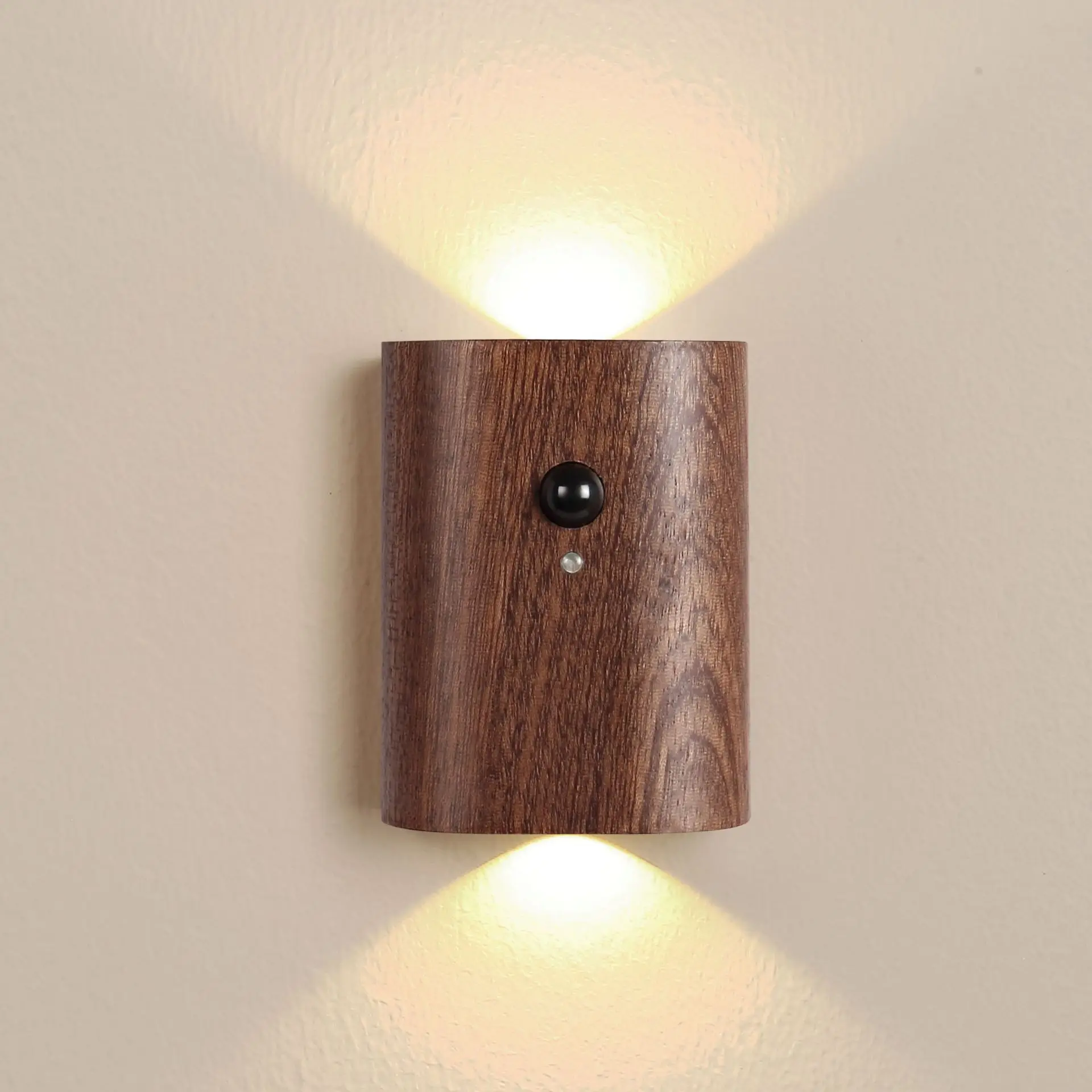 

LED Motion Sensor Induction Night Lights Wooden Wireless USB Rechargeable Wall Lamp for Bedroom Kitchen Corridor Stairs Lighting