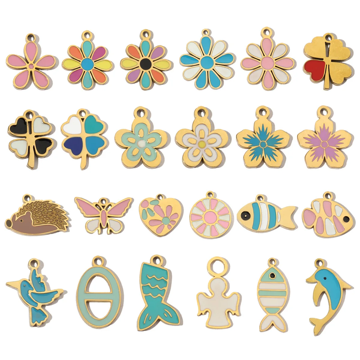 3 шт./лот красочные эмалированные цветы рыба нержавеющая сталь сделай сам