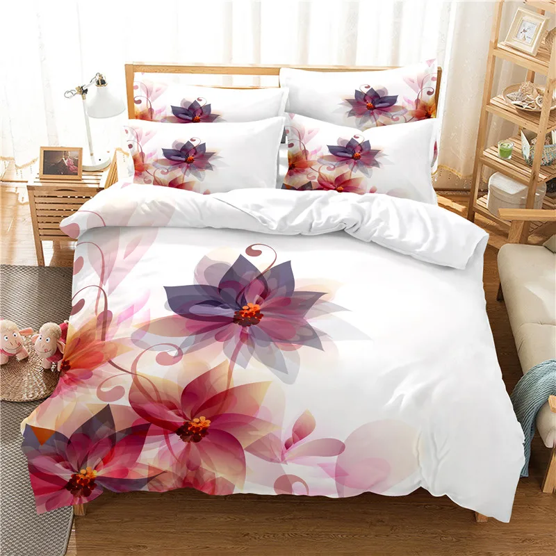 

Comforter Cover for Kids King Queen Twin Full Size Flowers Duvet Cover Set 3D Bedding Digital Printing Fashion Design Polyester