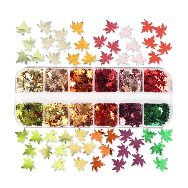 

Gold Leaves Leaf for Nails Sequins Shiny Flake Holographic Decoration Nail Heart Halloween Butterfly Accessories Manicure Autumn