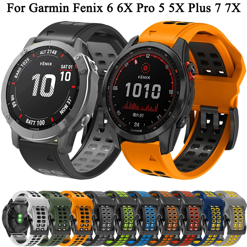 

22 26mm Silicone Band Strap For Garmin Fenix 7 7X 6 6X Pro 5 5X 3 3HR Smart Watch Watchband Forerunner 955 945 Quickfit Bracelet