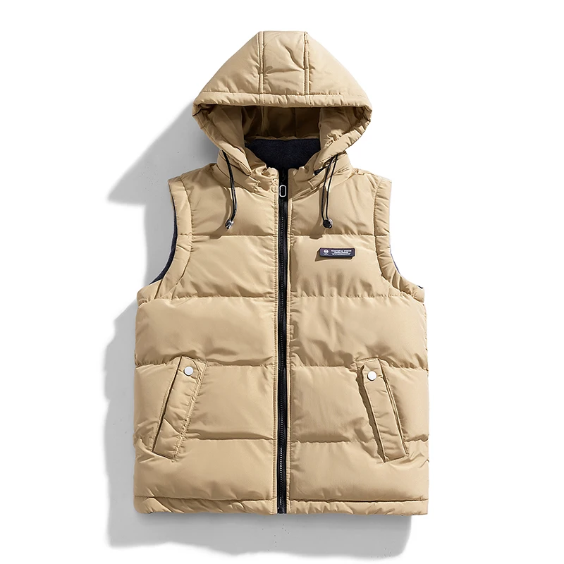 

Winter Lightweight Sleeveless Warm Jacket Hooded Solid Streetwear Down Vest Variety of Styles Outdoor Warm Puffer Vest for Male